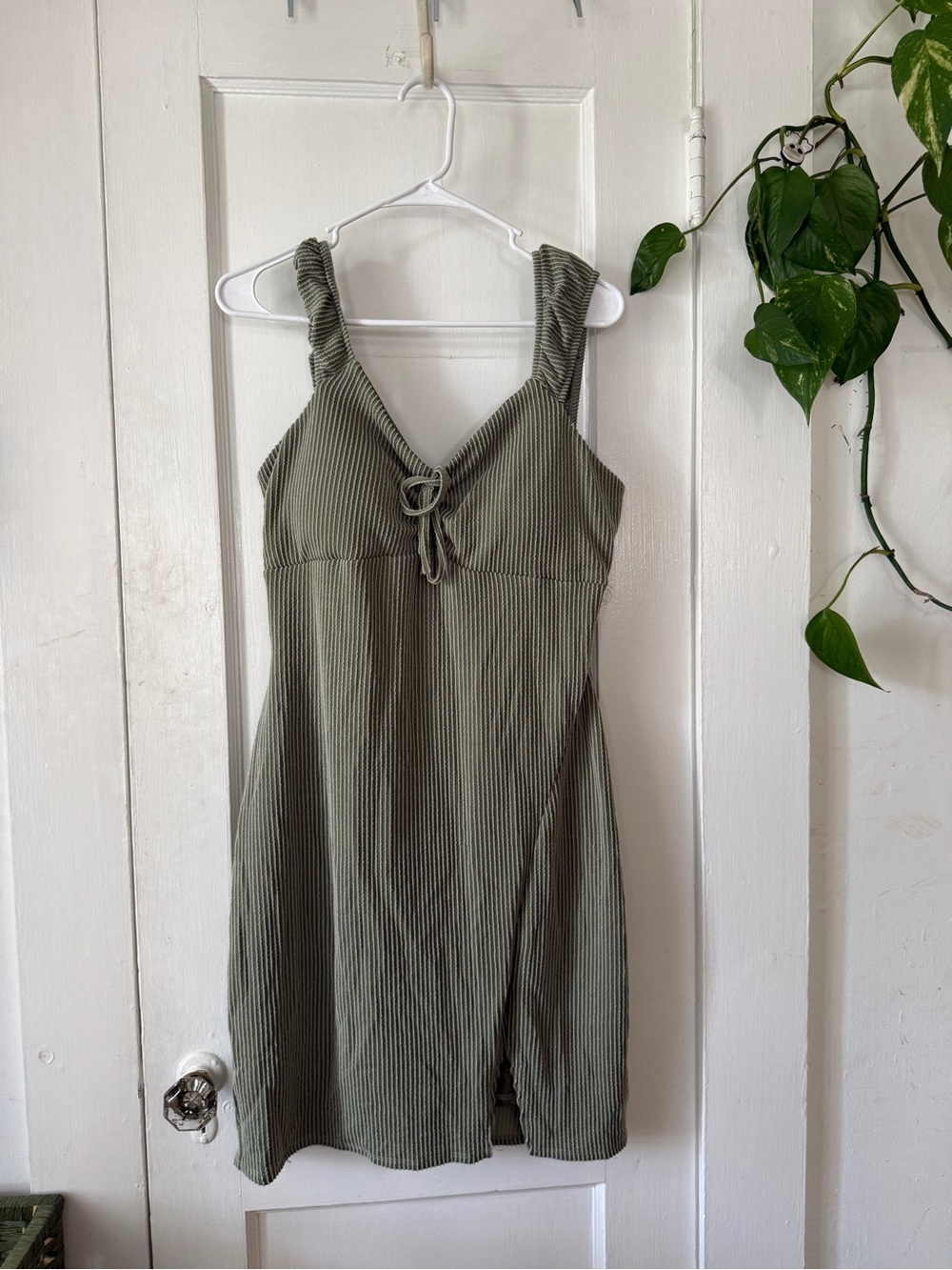 Derek Heart Olive Green Knit Tie-Front Dress size XL